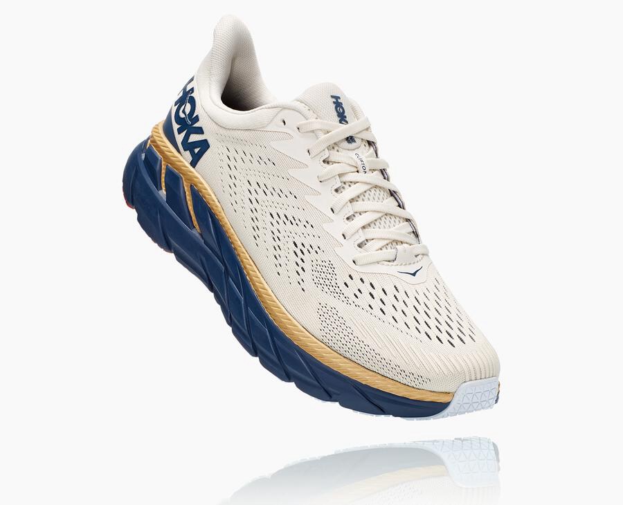 Hoka One One Tenisky Panske Biele/Modre - Clifton 7 - 71092-GPNL